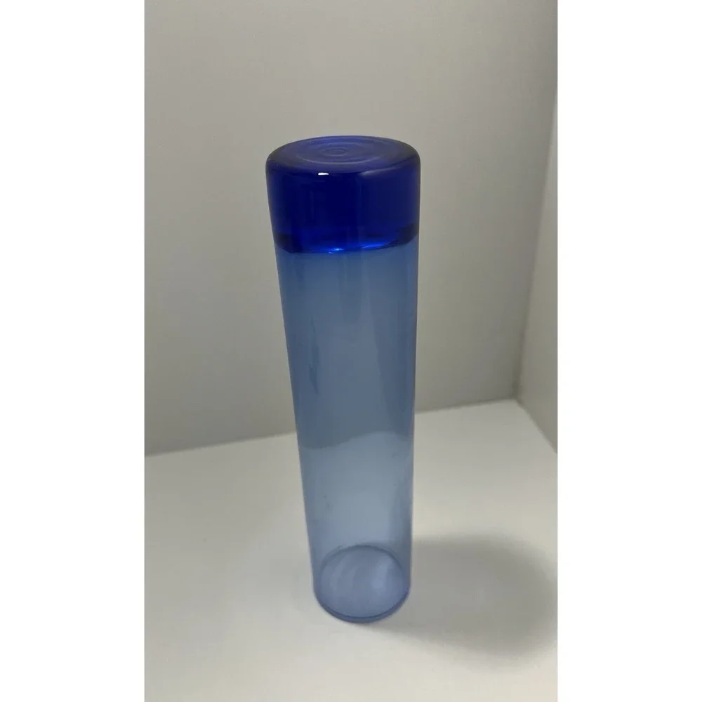 Cobalt Blue Stem Bud Vase Glass Tube Cylinder Shaped Tall Vase 7.5